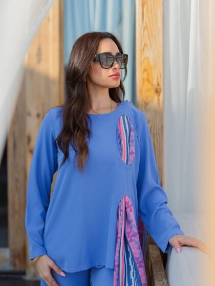 Blouse with Colorful Scarf