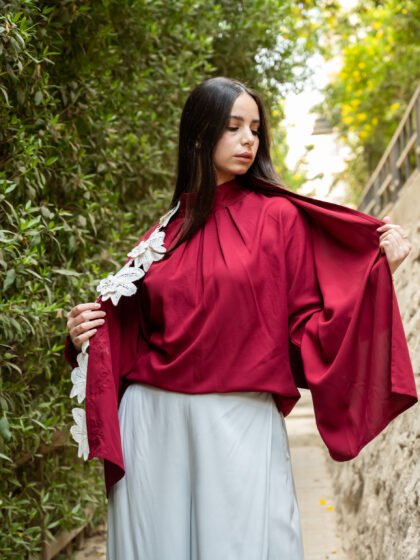 Elegant Top with Detachable Shawl