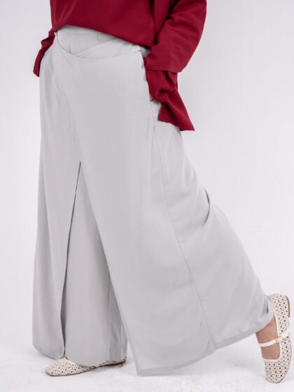 Grey Layered Wide-Leg Trouser